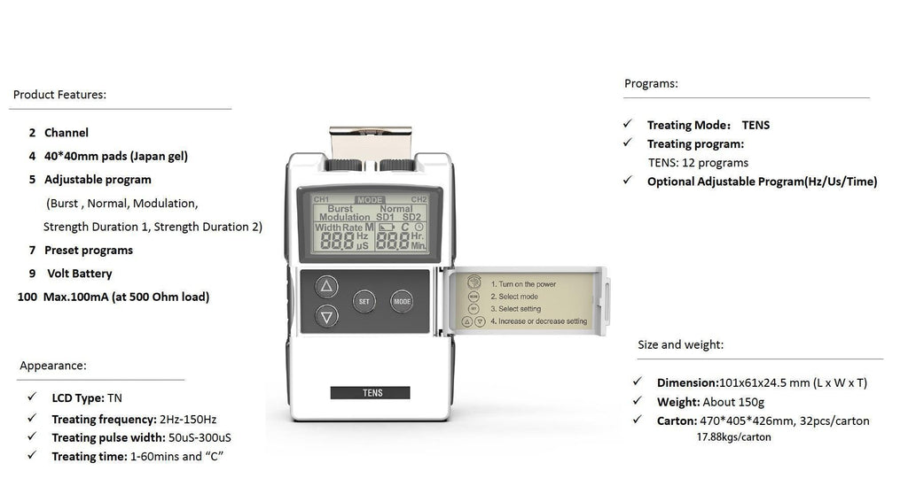 CE Certified TENS EMS Physiotherapy Instrument